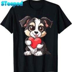 Adorable Puppy Holding Heart Cute Animal T-Shirt