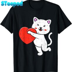 Cat Heart Valentines Day Cute Kitten Kitty Pet Lover T-Shirt