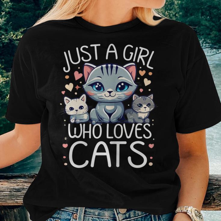 Just A Girl Who Loves Cats Cute Kitten Cat Lover Teen Girls T-shirt