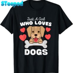 Just A Girl Who Loves Dogs – Cute Dog Lover Kids T-Shirt